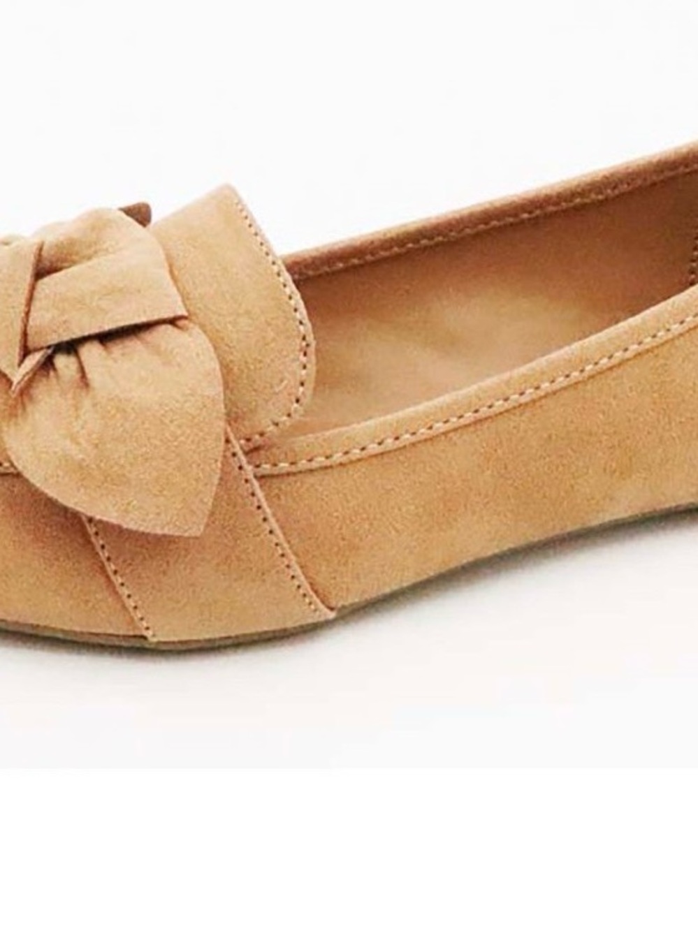 BAMBOO Tan Suede Bow Accent Flat Loafers